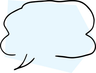 thoughts cloud balloon hand drawn broken black outlines with light blue decorative polygonal fill