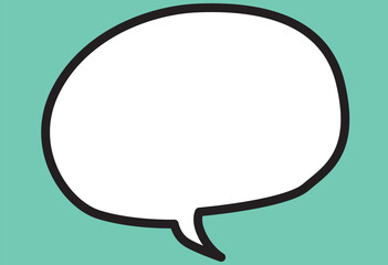 white speech bubble with a solid thick black outline on a green background