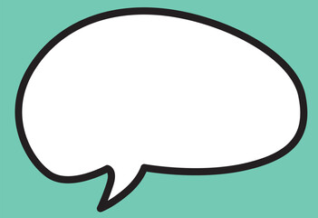 one white speech bubble with a solid thick black outline on a green background