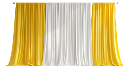 Elegant Yellow and White Drapes Stage Curtains for Events and Design Projects