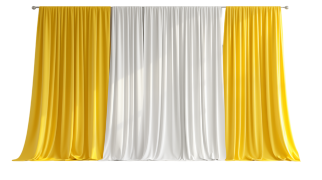 Elegant Yellow and White Drapes Stage Curtains for Events and Design Projects
