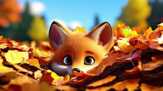  Fuchsbaby im Laubhaufen