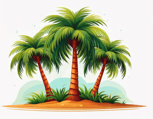 Tropical Island Palm Trees Vector