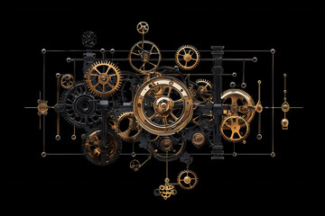 Fototapeta premium Steampunk gears and mechanisms create captivating visual of intricate design and elegance. blend of metal tones evokes sense