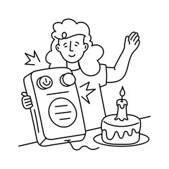 Music Speaker vector outline illustrations. EPS 10 file