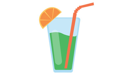 Refreshing green drink summer vibes orange slice straw icy cold delicious beverage thirst quencher