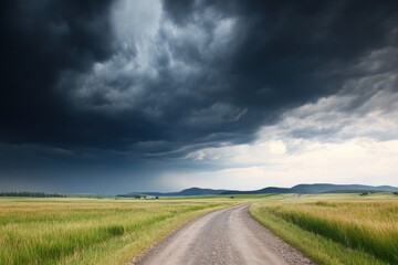 Fototapeta premium Storm clouds over country road