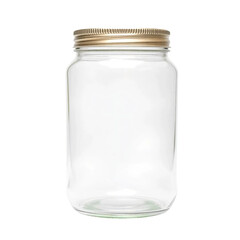 Blank glass jar isolated on transparent or white background