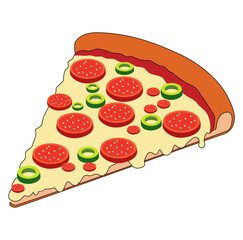 Cartoon Sliced Pizza Digital Vectors Illustration 