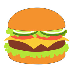 Cartoon Cheeseburger Digital Vectors Illustration 