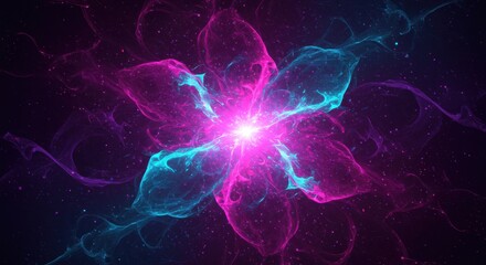 Obraz premium A luminous nebulalike flower blooms with radiant energy in the cosmic darkness