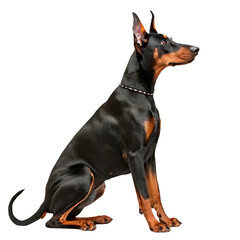 black dog portrait isolated on transparent background