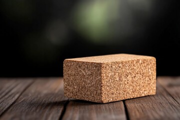 Cork block on wood surface