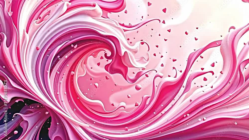 Fototapete an abstract vibrant dynamic visual composition dominated swirling flowing shapes shades of pink purp