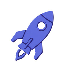 Purple Rocket Ship Icon 3D Illustration