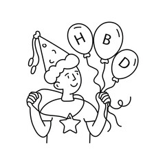 Balloon Bunch vector outline illustrations. EPS 10 file