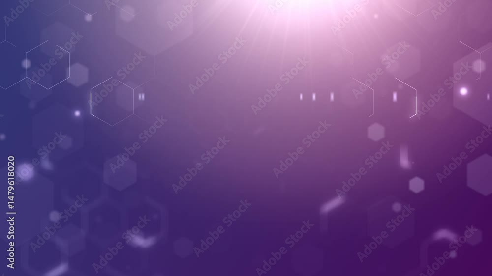 Poster abstract hexagonal geometric pattern in a purple gradient light