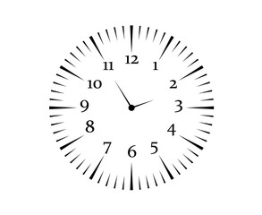 White background with isolated clock illustration showing doodle design in modern cartoon hand-drawn vector sketch concept black face hour arrow watch sign drawing clip art

