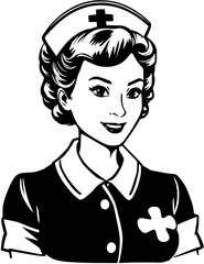 Vintage Nurse Cartoon Illustration - Classic Healthcare Icon