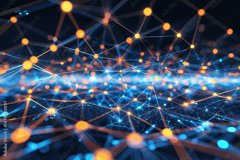 Poster dynamic technology lines and mesh visualization for digital communication