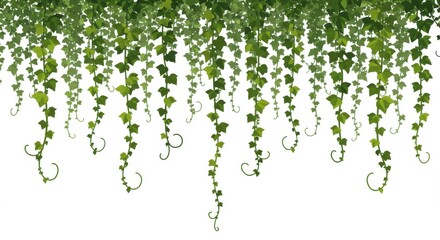 Cascading verdant vines create a lush hanging curtain of stylized leaves