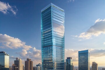 Fototapeta premium Urban Glass Tower: A Modern Marvel in the Skyline