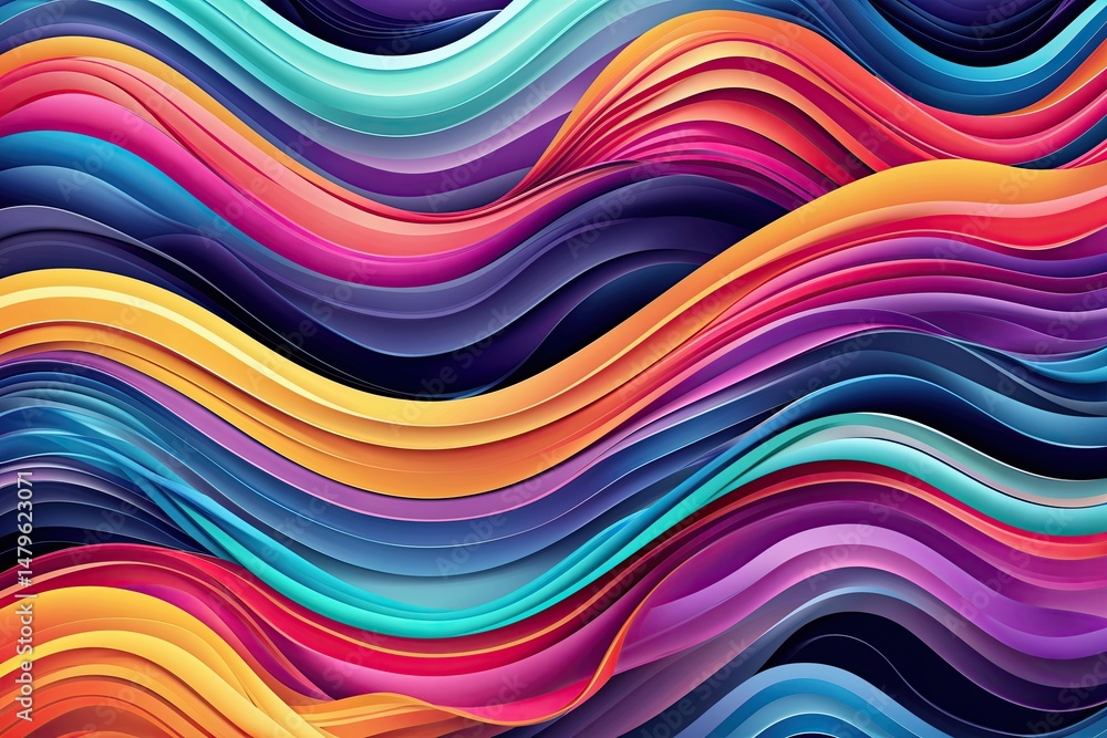 Poster vibrant wave-stripe layout abstract business background design