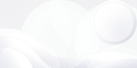 White geometric abstract background overlap layer on bright space with lines effect decoration. Modern graphic design element circles style concept for banner.