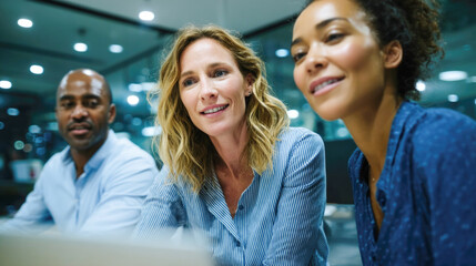 Diverse team collaboration in modern office setting