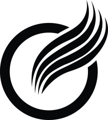 Abstract "O" logo design with flowing lines and circle, A clean, modern interpretations of the letter "O" logo and icon