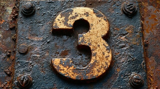 Rusty number three plate