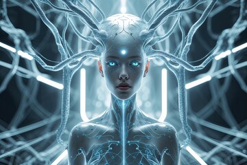 Ethereal Matrix Organism Design: Surreal and Abstract Technology Concept