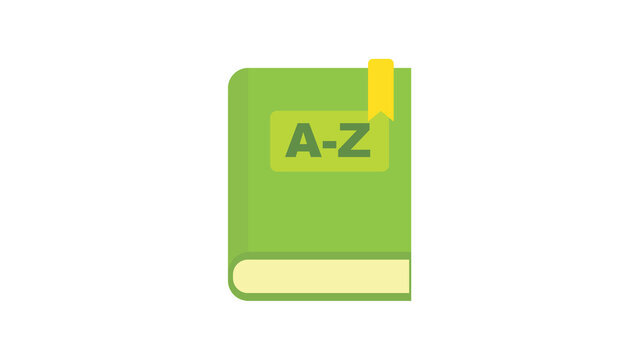 Green book A-Z alphabet guide learning knowledge education success vibrant color