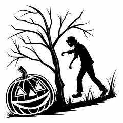 silhouette of a girl with a tree