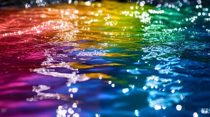 Colorful rippling water surface reflecting vibrant hues.