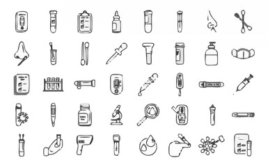Covid test icons set outline.eps