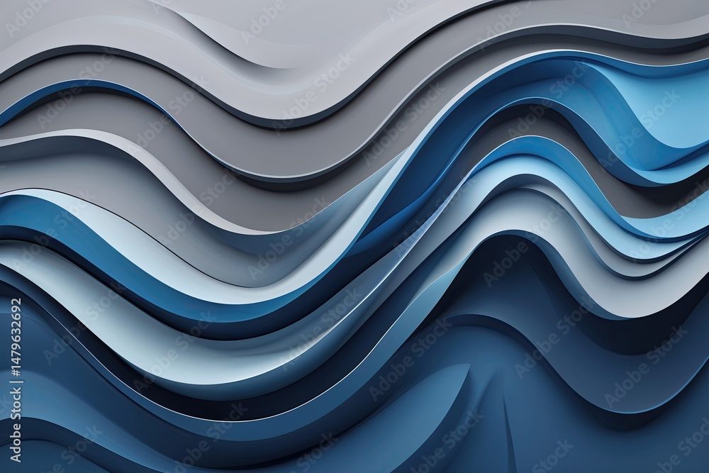 Poster modern abstract wave patterns and sleek stripe design in grey and blue background