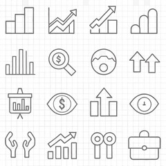 Vector Set of Business Icons Symbols and Elements for Web Design Including Charts Mail Home and Computer Signs




