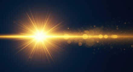 Dazzling golden light burst with a luminous streak over a dark abyss captivating and mesmerizing