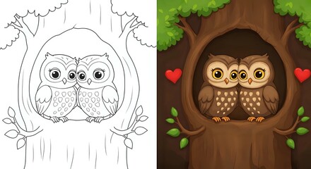 Obraz premium Owls in Tree