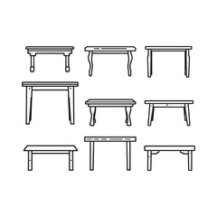 Hand Drawn Wooden Table Vector in Line Style