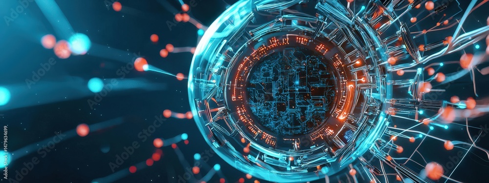 Aufkleber A space elevator powered by advanced AI-driven microprocessor navigation,Transition to Microprocessors