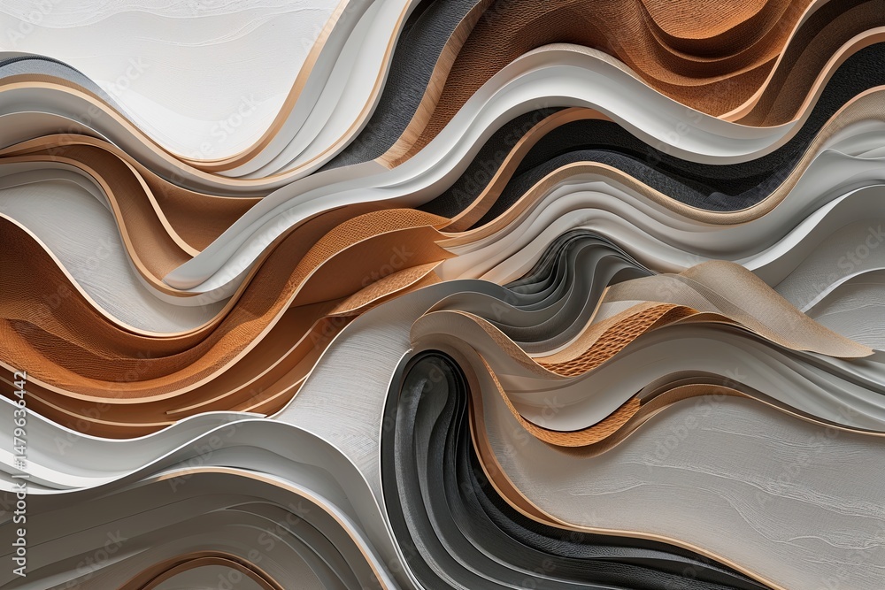 Poster creative layered wave patterns featuring gentle curves and luxurious textures