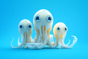 Three Whimsical Octopuses With Large