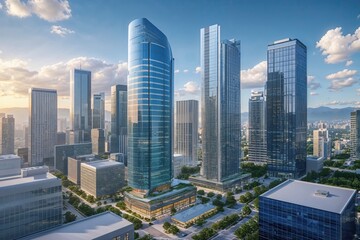 Modern Skyscraper Offices Transforming Vibrant Downtown Skyline into a Dynamic Corporate Hub