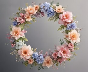 Intricate watercolor petal wreath, soft floral design  , spring, floral wreath, wallpaper