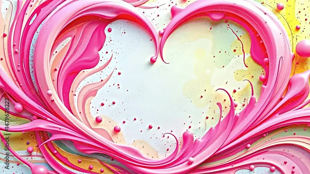 Aufkleber vibrant colorful abstract design featuring swirling flowing shapes shades of pink yellow pastel hues
