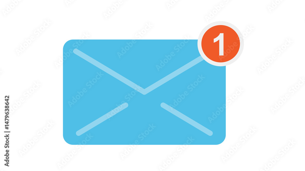 Poster new message alert vibrant blue envelope design digital communication interface design element