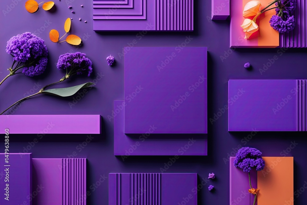 Poster dynamic purple rectangles background design template for creative projects