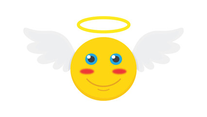 Adorable angel emoticon cheerful wings halo happy face design perfect for your projects